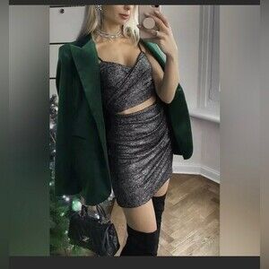 ZARA Blogger Favorite Cut Out glitter Dress size small